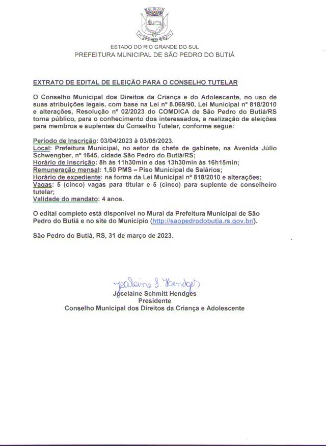 Abertas as inscrições para a Eleição do Conselho Tutelar