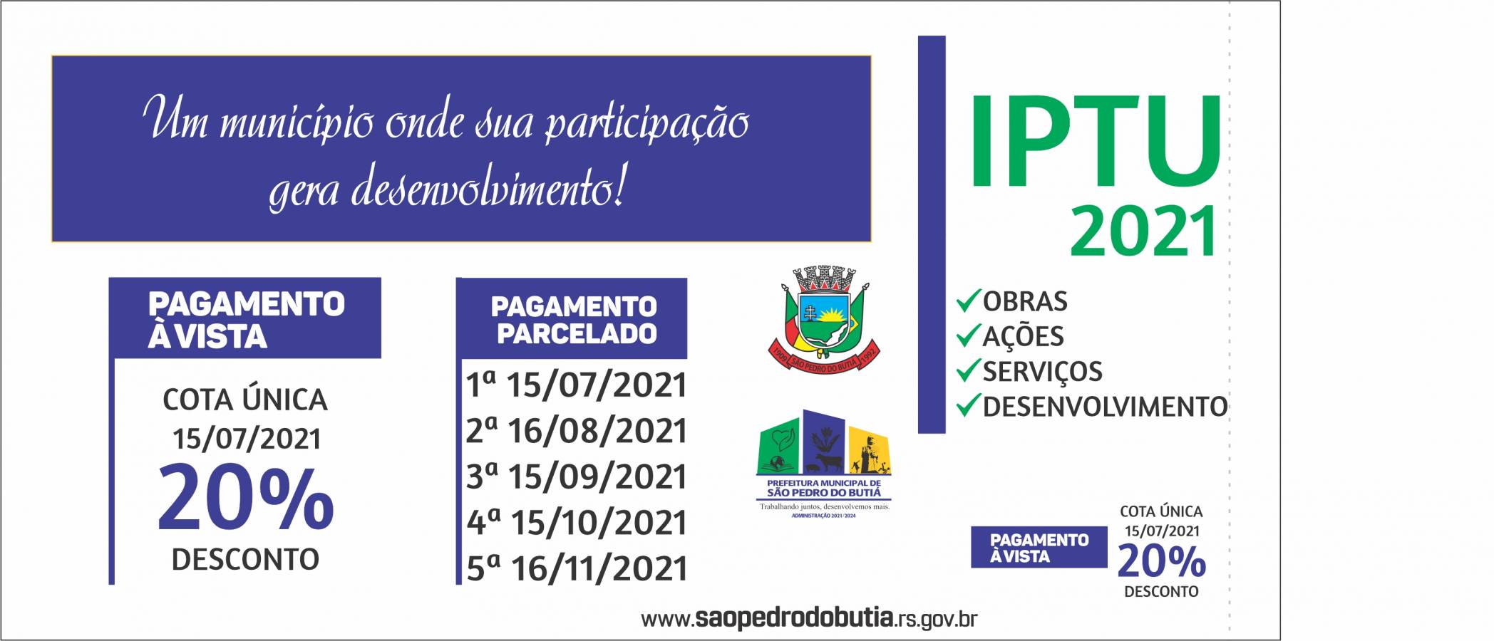 Carnês do IPTU 2021 estão disponíveis para retirada