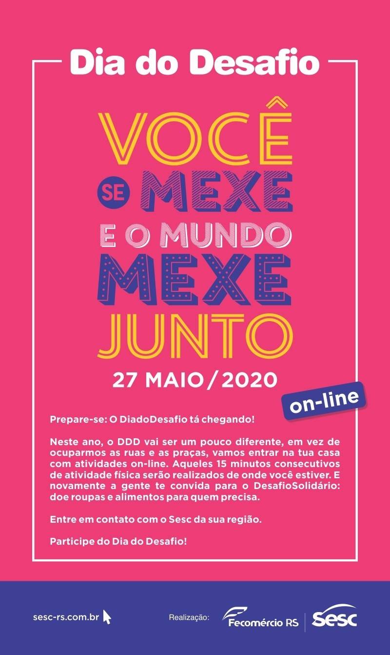 Amanhã - 27 de maio, quarta-feira!