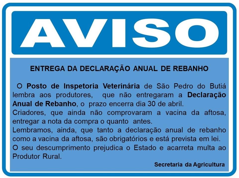Entrega da Declarção Anual de Rebanho