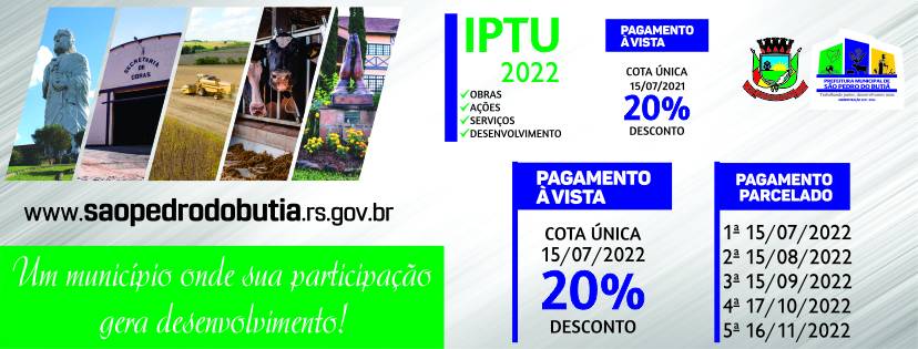 Atenção munícipe: o prazo para pagamento do IPTU em cota única encerra no próximo dia 15