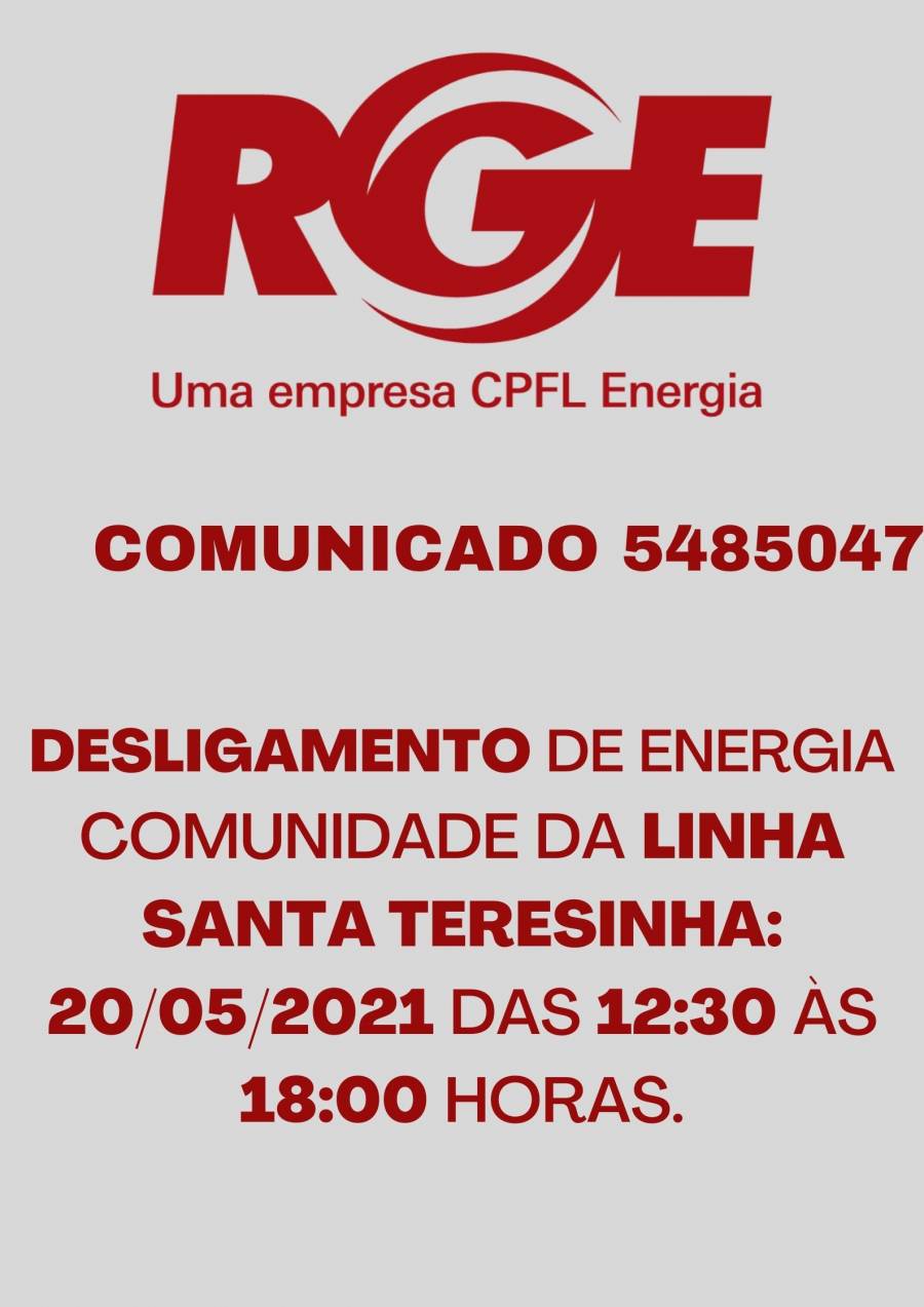 Comunicado de desligamento programado de energia