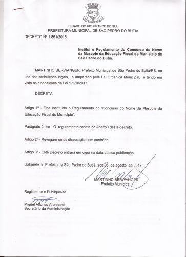 Decreto Nº 1.861/2018