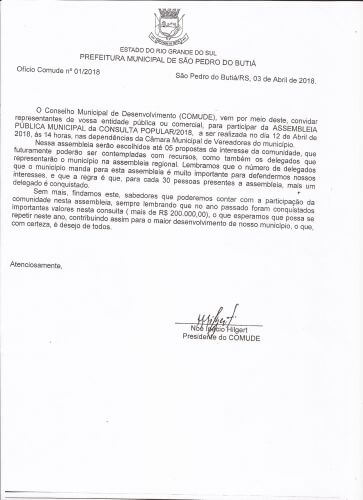 Convite para Assembleia Pública Municipal da Consulta Popular 2018