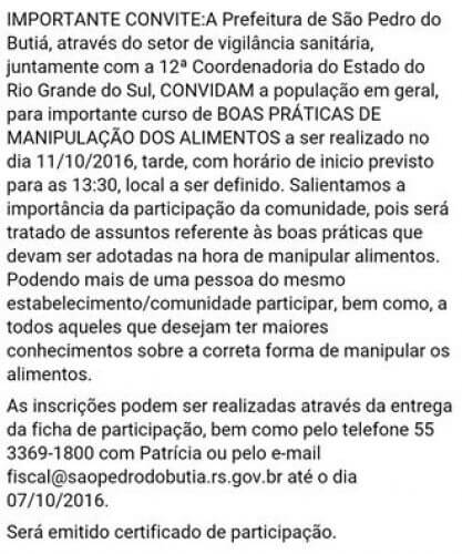 CONVITE DE BOAS PRÁTICAS DE MANIPULAÇÃO DOS ALIMENTOS