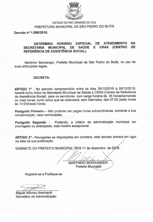 HORÁRIO DE FUNCIONAMENTO DA SECRETÁRIO DE SAÚDE