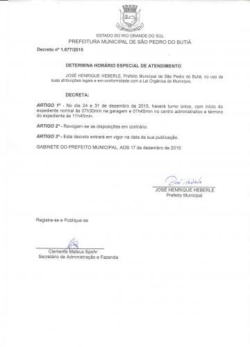 Decreto: Determina horário especial de atendimento
