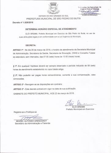 Decreto nº 1.829/2018