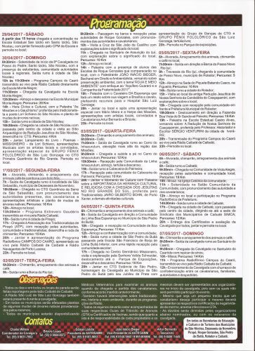 Folder  Programação da 8ª Cavalgada na Trilha dos Santos Mártires das Missões