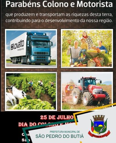 Mensagem Dia do Colono e Motorista